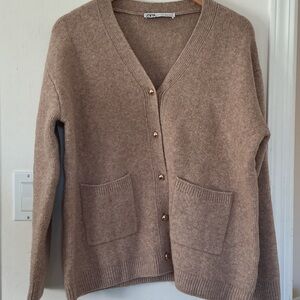Zara Women's Cozy Tan Cardigan